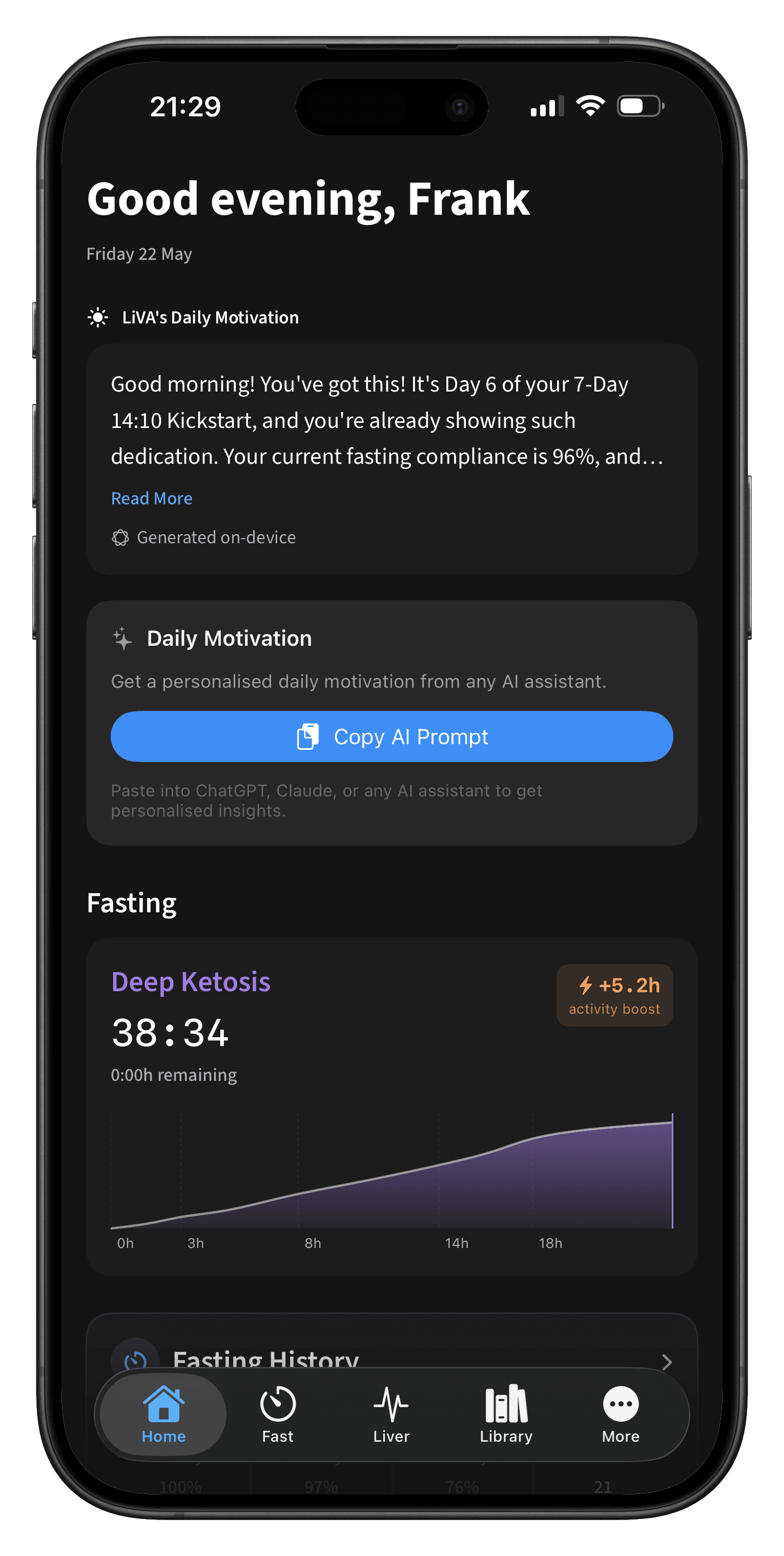 Home dashboard screen